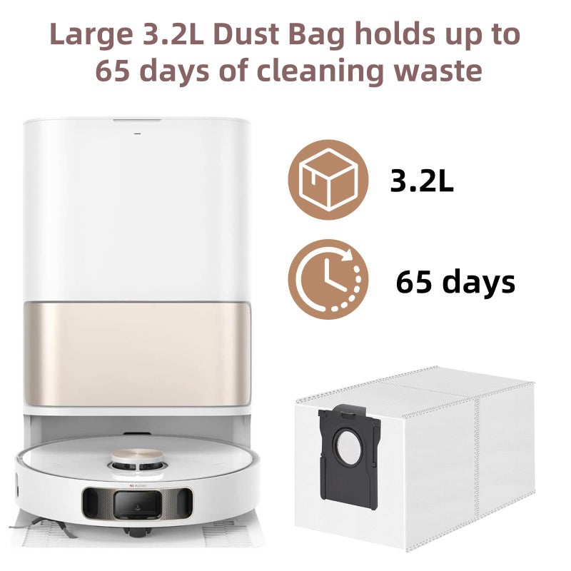 YUEYEE TriCut Brush Accessories Replacement Parts for Dreame X40 Ultra/ X30 Ultra/ L30 Ultra/ L10s Ultra/ L20 Ultra/ L10s Pro/ L40 Ultra, MOVA P10 / P10 Pro/ P50 Pro, Includes 4 mop Cloths, 4 dust Bags - Image 5